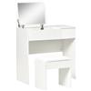 HOMCOM Mobile Toeletta con Specchio a Scomparsa e Sgabello Elegante Tavolo Consolle con Cassetto Design Moderno Bianco 80x40x79cm|Aosom