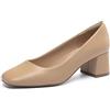 DREAM PAIRS Scarpe da Lavoro con Punta Squadrata e décolleté con Tacco Medio Largo da Donna Rosa Nudo/PU SDPU2218W-E Taglia 38 (EUR)