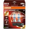 OSRAM NIGHT BREAKER 220, H11, +220% di luminosità in più, lampada faro alogena, 64211NB220-2HB, scatola pieghevole (2 lampade)
