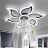 YOLEDY Lampada Ventilatore da Soffitto, Intelligente Pale da Soffitto con Luce e Telecomando, Forma a Fiore, Dimmerabile, Reversibile 6 Velocità, Motore DC con Timer, Nero