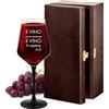 Maverton Calice da vino Rubino - 300 ml - incisione personalizzata - con gambo nero - perfetto per vino secco e dolce - pensiero speciale per compleanno - unico per uomo - il Vino