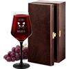 Maverton Calice da vino Rubino 300 ml - con gambo nero - incisione personalizzata - ideale per vino secco e dolce - pensiero speciale per anniversario - unico per donna - gattara