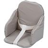 TINÉO - Cuscino per seggiolone - PVC - Cinghie di sicurezza - Facile da lavare - Made in France - 27 x 26 x 33 cm (Grigio)