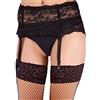 Yummy Bee - Silky Reggicalze Donna - Reggicalze Di Pizzo con Calze a Rete Top Pizzo - Biancheria Intima - Taglia Forte (Nero, 46)