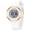 GOLDEN HOUR Orologio digitale impermeabile con cinturino in silicone cronografo da donna sportivo, bianco, moderno