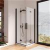 DEGHI Box doccia 85x85 cm doppio soffietto vetro anticalcare trasparente e profilo nero opaco 195h - Flexy