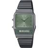 Casio Orologio Quarzo Donna, misura cassa 32.00mm con quadrante Verde Analogico e Digitale e cinturino Nero e Argento in Cinturino in metallo AQ-800ECGG-3AEF