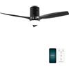 Cecotec Ventilatore da Soffitto con Luce EnergySilence Aero 5285 Sun BlackTransparent Connected. 40 W, Diametro 132 cm, Wi-Fi, Protezione IP44, Timer 8 Ore, 3 Pale, 6 Velocità, Estate/Inverno