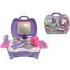 Generico Set Bellezza Gioielli Capelli Principessa Bambina Valigetta Parrucchiera Trucchi Set di Gioielli per Ragazze Principessa Giocattoli Kit Regalo con Asciugacapelli Phon Spazzola Accessori Acconciature