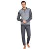 Leo Corsetteria Pigiama Uomo Invernale Serafino Jacquard Felpato Molto Caldo No Polsini Maglia Taglia XL Colore Grigio Antracite