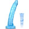 QiCheng&LYS Giocattoli sessuali per donne Dildo da con ventosa Coda di didlo realistica al 100%,dildo anale materiale sicuro per il corpo Stimolatore del punto G spesso e grasso simile alla vita con (Blu, M)