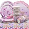 Shamoparty Set di Stoviglie per Festa a Forma di Farfalla - Decorazione per Compleanni, Ragazze, Bambini - Piatti di Carta, Tovaglioli, Tovaglia per 20 Ospiti