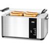 LEBENLANG Tostapane con pinze in acciaio inox 4 fette - LED touchscreen & 7 modalità I 1400W Tostapane per toast farciti toaster I Tosta pane pinze per toast tostapane 4 fette tostapane professionale