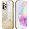 SEAHAI Cover per Samsung Galaxy A52s 5G / Samsung Galaxy A52, Custodia Ultra Sottile ed Trasparente in Silicone TPU Morbido, Colori Sfumato Brillantini Motivo Carta Design Antiurto Case - d'oro