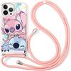 nurkorki Cover con Cordino per Samsung Galaxy A55 5G, Ultra Sottile TPU Morbida Silicone Carino Stitch Case Custodia con Collana Tracolla Laccio Collo Catena per Samsung Galaxy A55 5G, Cute1