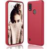 DESSEN Cover per ZTE Blade A51 - Liquido Silicone Custodia Antiurto Protezione Case Sottile e Morbida TPU Bumper con Fodera Microfibra Antigraffio, Rosso