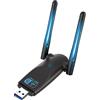 Gubbett Chiavetta Wifi per PC Fisso 1300Mbps,2024 Nuovo Adattatore WiFi USB Dual Band 5GHz/867Mbps + 2.4GHz/400Mbps Adattatore Wireless USB 3.0 2x5dBi Antenne WiFi Dongle WiFi per Windows 11/10/7/XP/Mac OS X