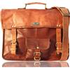 Fatto a mano Borsa da uomo 18" cammello fatta a mano in pelle vintage messenger tracolla p...