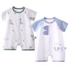ACMEDE Neonato Pagliaccetto Tutina di Cotone, Pacco da 2 Bodysuits a Manica Corta Body Estivo Panda Dinosauro Tuta Pigiama Neonati Pagliaccetti Body a Scatto Bimbo 0-18 Mesi (6-9 mesi, 2Packs)