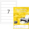 TopStick Etichette autoadesive per dorso, 7 etichette per foglio A4, 25 fogli, 192 x 38 mm, 175 etichette, etichette adesive vuote per cartelle a leva, per stampanti laser e inkjet, bianco