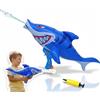 alldoro 60126 Squalo pistola ad acqua gonfiabile - in plastica colorata - 70 x 38 cm, serbatoio da 250 ml, con pompa