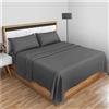 GC GAVENO CAVAILIA Lenzuolo in misto cotone per letto king size, resistente allo sbiadimento, non stirato, lenzuolo in policotone, colore: carbone