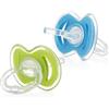 Nuby - 2-Pack Massaggiagengive in silicone Gum-Eez™ - Cappuccio igienico - 2 pezzo - Verde e blu - 0+ mesi