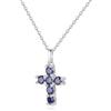GAVU Collana Punto Luce da Donna con Croce, Collana Donna Argento 925 con Ciondolo Croce di Zirconi Blu, Regalo Comunione e Cresima