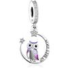 MariaFonte Charm Gufo Never Give Up Animaletti Bulldog Coniglio Elefante Gatto Coccinella Ape Delfino Fenicottero Orso Volpe Scoiattolo Compatibile Tutte Marche Pendente Ciondolo Bead Argento
