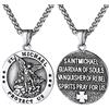 Bandmax San Michele Vintage Collana Uomo Acciaio, 56+5 cm Catena Collane Portafortuna, Scudo/Rotondo/Croce Collana Uomo, Argento/Nero/Oro Collana per Uomo Ragazzo, Regalo Natale Compleanno per Lui