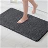 MIULEE 1 Pezzo Tappeto in Microfibra 4 CM Lungo Anti-scivolo Assorbimento dell'acqua Morbido Tappetino da Bagno per Porte d'ingresso Corridoio Doccia Soggiorno 50X80 CM Grigio Scuro