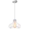 iDEGU Lampada a Sospensione Industriale, Ø 23 CM Lampadario Vintage Plafoniera Paralume in Metallo Design a Forma di Gabbia E27 Illuminazione per Camera, Soggiorno, Cucina, Bianca
