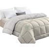 Tata Home Trapunta Invernale Tinta Unita Double Face Matrimoniale Imbottita 350 gr/mq Piumone Caldo Letto 2 Piazze 260x260 cm Bicolore Panna Tortora Mod. J