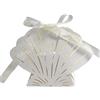 GIVBRO Scatole per caramelle a forma di conchiglia, per bomboniere, confezione regalo, con nastri per compleanni, feste, colore beige, 50 pezzi