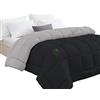 Tata Home Trapunta Invernale Tinta Unita Double Face Matrimoniale Imbottita 350 gr/mq Piumone Caldo Letto 2 Piazze 260x260 cm Bicolore Nero Grigio Mod. J