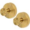 PEUTIER 2 ganci a ventosa per bagno, ganci a ventosa in acciaio inox, con gancio, adatti per superfici lisce in vetro (oro)
