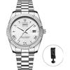 Lancardo Orologio da uomo cronografo analogico al quarzo luminoso data grande quadrante classico moda business orologi bracciale in acciaio inossidabile regalo elegante per gli uomini, argento,