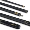 POWERGLIDE Stecca da biliardo o biliardo, in fibra di carbonio e fibra di vetro, ultra liscia, verniciata in metallo nero lucido, 2 pezzi con giunto 50/50, dimensioni standard 144,8 cm, punta da 10 mm