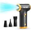 Smiling Shark Soffiatore ad Aria Compressa, JF-01 Vitesse Variabile 130000RPM Elettrico Rimuovi Polvere Senza Fili con Luce LED - Air Duster per Kit Pulizia PC/Tastiera/Auto/Divano/Camping, Nero