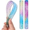 Grevosea Righello flessibile in plastica infrangibile da 30 cm, colorato, pieghevole, bordo dritto, ideale per bambini e adulti, scuola, casa, ufficio, 2 pezzi