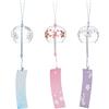 BENECREAT 3PCS Campane a Vento Giapponesi Rosa/Blu/Viola in Vetro Ciondolo Fatto a Mano per Regalo di Compleanno e Decorazione