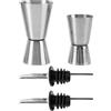 MEMOFYND Set di 2 misurini con 2 beccucci, bicchierini in acciaio inox, misurino doppio, misurini da cocktail, adatti per feste in bar, cocktail
