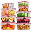 KICHLY 18 pezzi, 9 contenitori in plastica a tenuta stagna per alimenti con 9 coperchi per cucina, dispensa, credenza - sicuro nel Microonde e congelatore a prova di perdite-senza BPA- Rosso