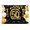 PLATEYTR 50 Striscione di Compleanno 50 Anni Compleanno Festa Decorazioni Oro Nero Fotografia Poster di Compleanno Extra Large Fondale 50 Anni di Buon Compleanno Decorazione di Festa