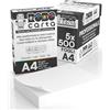 Eurocali Carta A4 Economica per Stampante, 5 Risme da 500 Fogli - 2500 Totali, RoboCarta da 80gr per Ufficio, Fotocopie, Multiuso