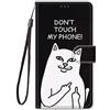 Nodigo per Oppo A94 5G/A95 5G Cover a Libro Pelle PU Portafoglio Magnetica con Disegni Animale Motivo Antiurto Case Flip Silicone Bumper Custodia - Don't Touch My Phone