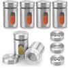 HENGBIRD 6 Barattoli per Spezie Con Inserto per Spargimento, Portaspezie in Acciaio Inox, Mini Spargitore, Contenitore e Organizzatore per Spezie