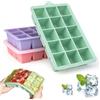 sacemontic Vassoio per Cubetti di Ghiaccio Impilabile con Coperchio, Set di 3 Grandi Vassoi per Cubetti di Ghiaccio in Silicone Senza BPA, Impilabile per Bevande Fredde, Whisky, Cocktail, Cibo