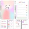 Templatables Goal Planner | Kit di impostazione degli obiettivi intelligente per il nuovo te, abitudini mensili, riflessioni e schede di visione | arcobaleno pastello A5