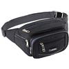 GRACETOP Marsupio Uomo Marsupio con 6 Tasche Marsupio Bum Bag Cintura Regolabile Singola Spalla per Escursionismo Casuale Bicicletta Nera